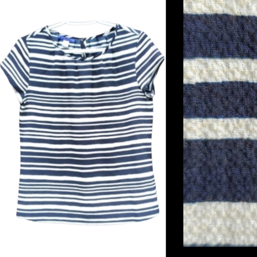Simply Styled Petite Striped Nautical Stretch Short Sleeve Slipon Top M …